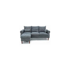 Panana Sectional Sofa Modern Deep 3-Seat Sofa Couch with Ottoman, Upholstered Furniture for Living Room, Apartment, Studio, Office (Grey Linen, Rolled Arms)