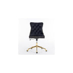 Generic Furniture Office Chair,Velvet Upholstered Tufted Button Home Office Chair with Golden Metal Base,Adjustable Desk Chair Swivel Office Chair (Black)