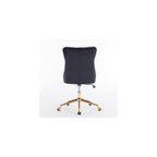 Generic Furniture Office Chair,Velvet Upholstered Tufted Button Home Office Chair with Golden Metal Base,Adjustable Desk Chair Swivel Office Chair (Black)