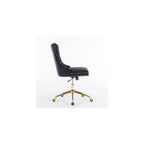 Generic Furniture Office Chair,Velvet Upholstered Tufted Button Home Office Chair with Golden Metal Base,Adjustable Desk Chair Swivel Office Chair (Black)