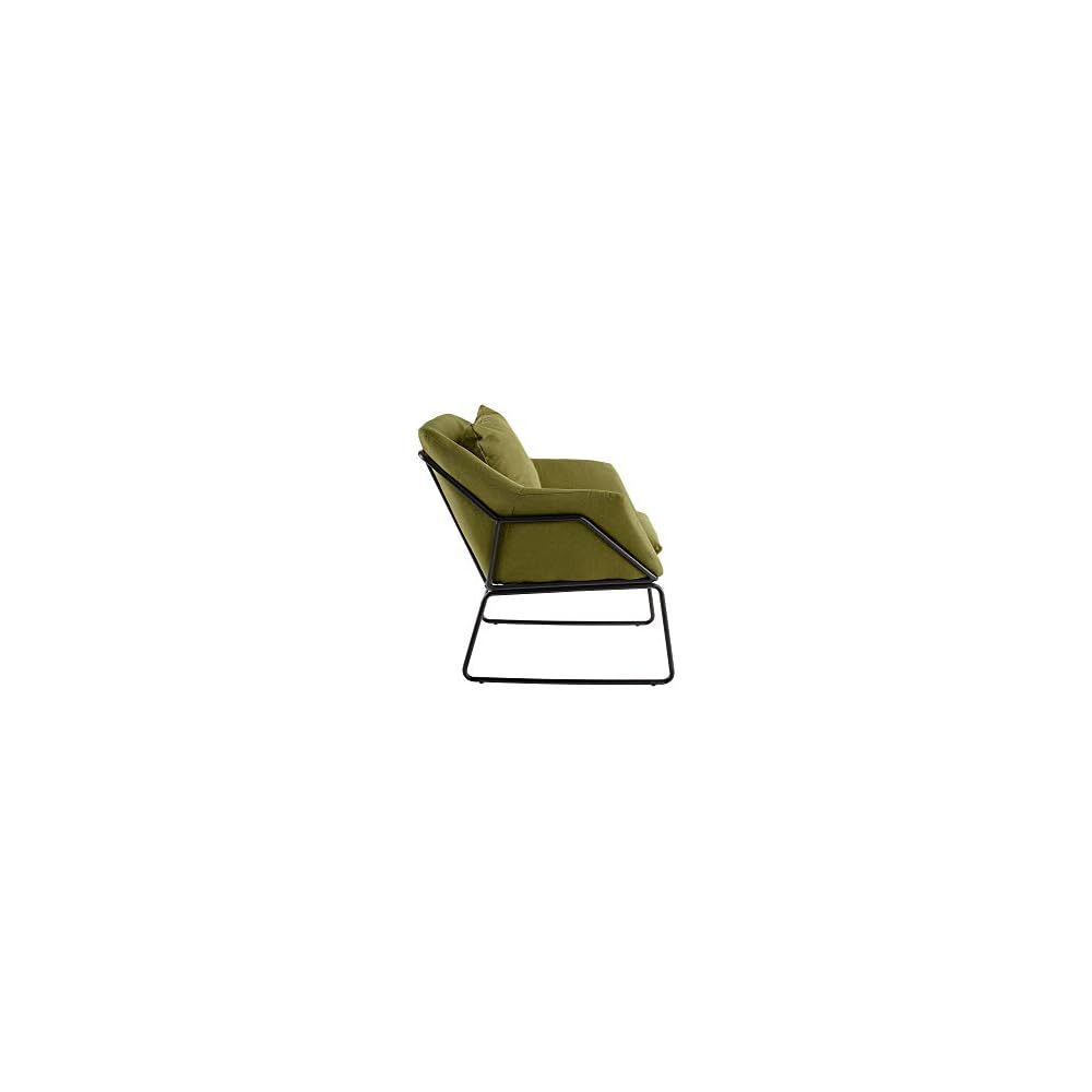 Elle Decor Odile Accent Chair, Plush Back Cushion, Black Metal Frame, Modern Living Room Upholstery Furniture