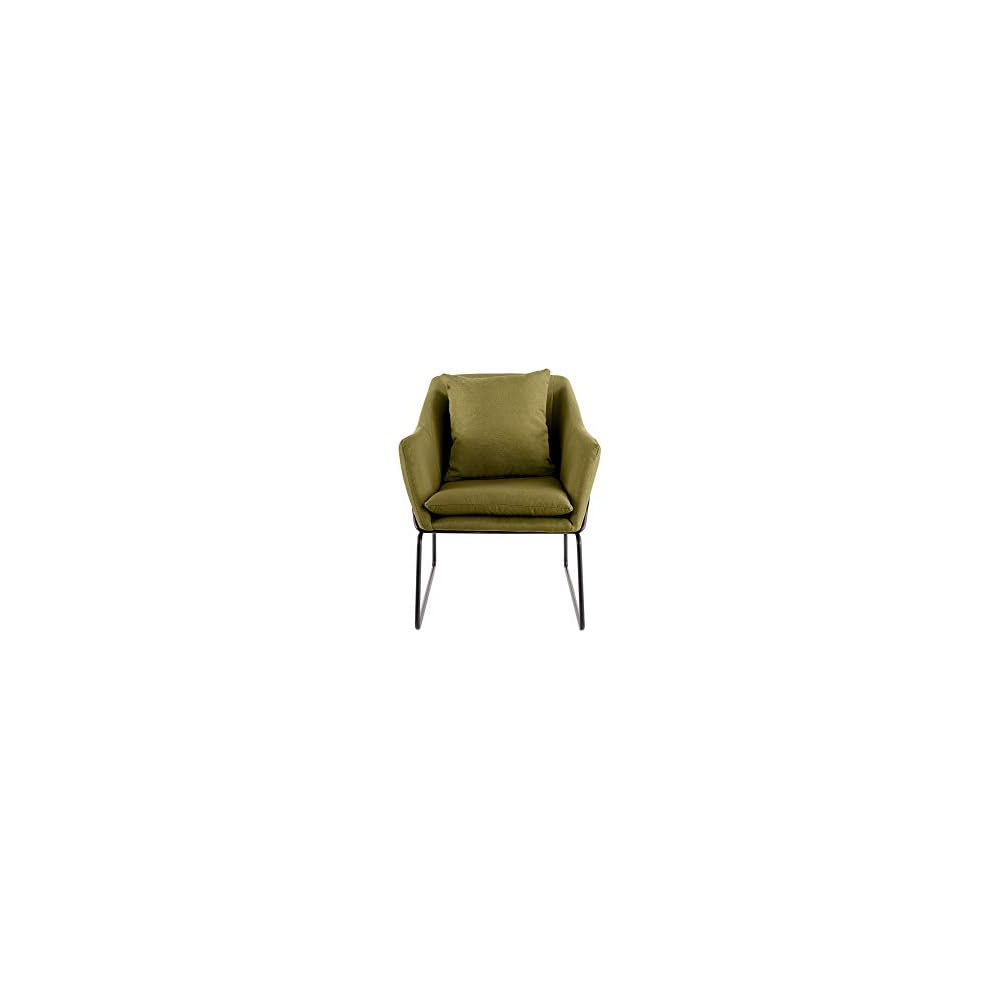 Elle Decor Odile Accent Chair, Plush Back Cushion, Black Metal Frame, Modern Living Room Upholstery Furniture