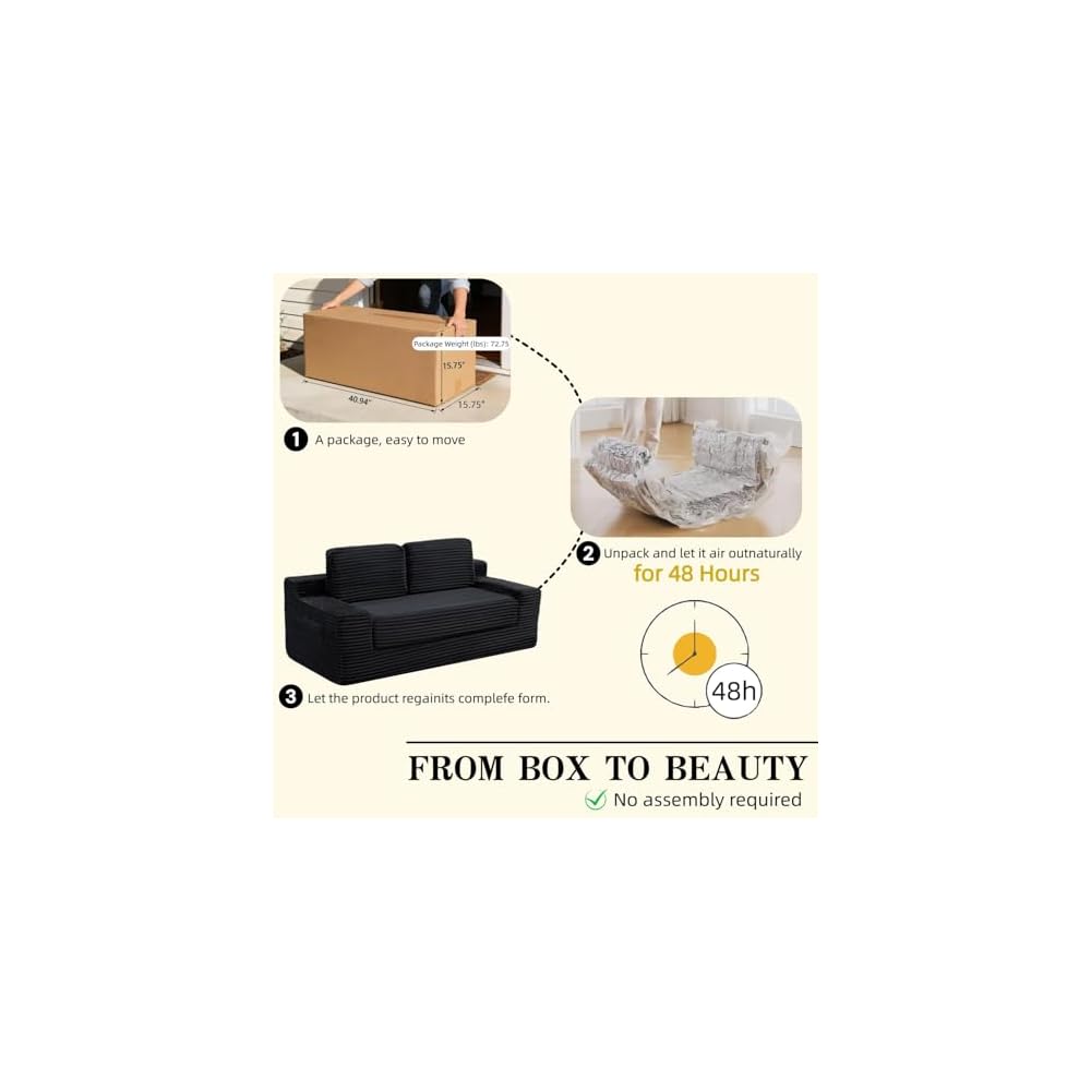 2-in-1 Convertible Folding Sofa Bed, 71" Black