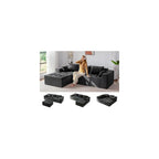 MAXYOYO Modular Sectional Sofa Couch, L-Shaped Boneless Cloud Couch with Flexible Ottoman, Chenille Upholstered Sofafor Living Room, No Assembly Required, Dark Grey