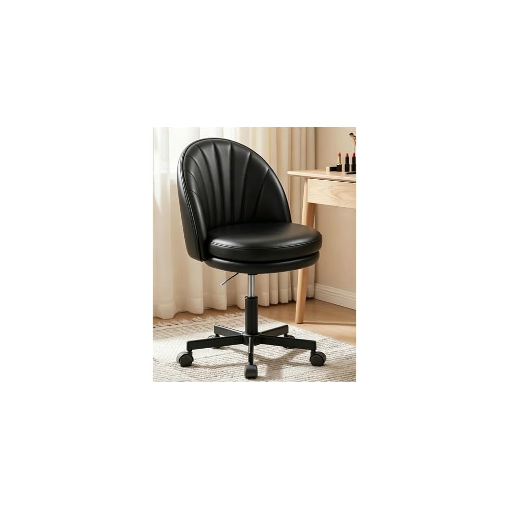 GTPOFFICE Vanity Chair with Back, Adjustable Tall Office Chair High Swivel Bar Stools Fluffy Cute Desk Chair Comfy with Wheels Bow Pillow Armlees for Adults Standing Desk Bar Teddy Velvet Blossom Pink