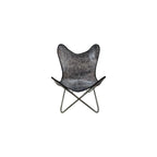 Shy Shy Let's Touch The Sky Leather Butterfly Arm Chair for Living Room Furniture - Mid Century Modern Accent Home Decor Lounge Chairs (Antique Cover with Black Folding Frame)