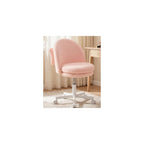 GTPOFFICE Vanity Chair with Back, Adjustable Tall Office Chair High Swivel Bar Stools Fluffy Cute Desk Chair Comfy with Wheels Bow Pillow Armlees for Adults Standing Desk Bar Teddy Velvet Blossom Pink