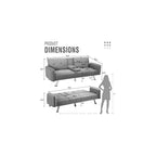 Futon Sofa Bed, Convertible Couch with 2 Cup Holders, Loveseat with Armrest for Studio, Apartment, Office, Living Room, Light Grey