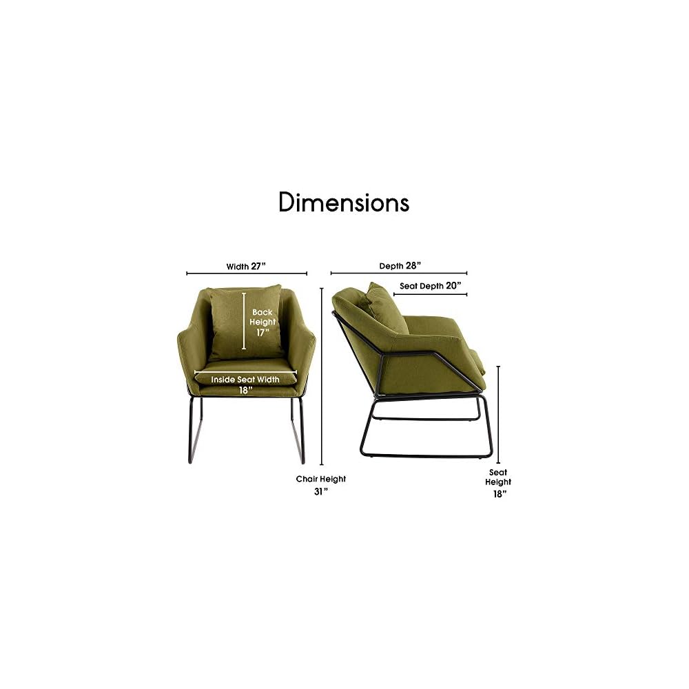 Elle Decor Odile Accent Chair, Plush Back Cushion, Black Metal Frame, Modern Living Room Upholstery Furniture