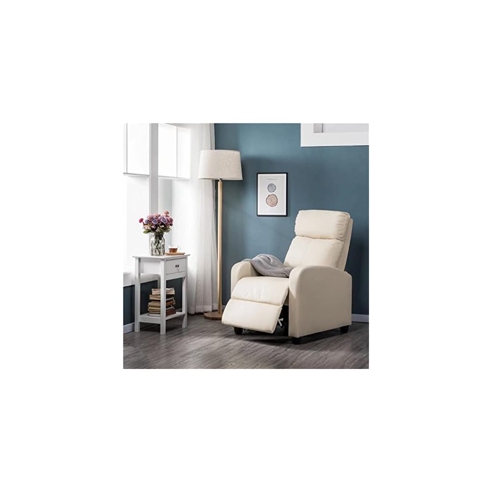 Faux Leather Push Back Theater Recliner Sofa Waterproof Leisure Lazy Single for Living Room Bedroom