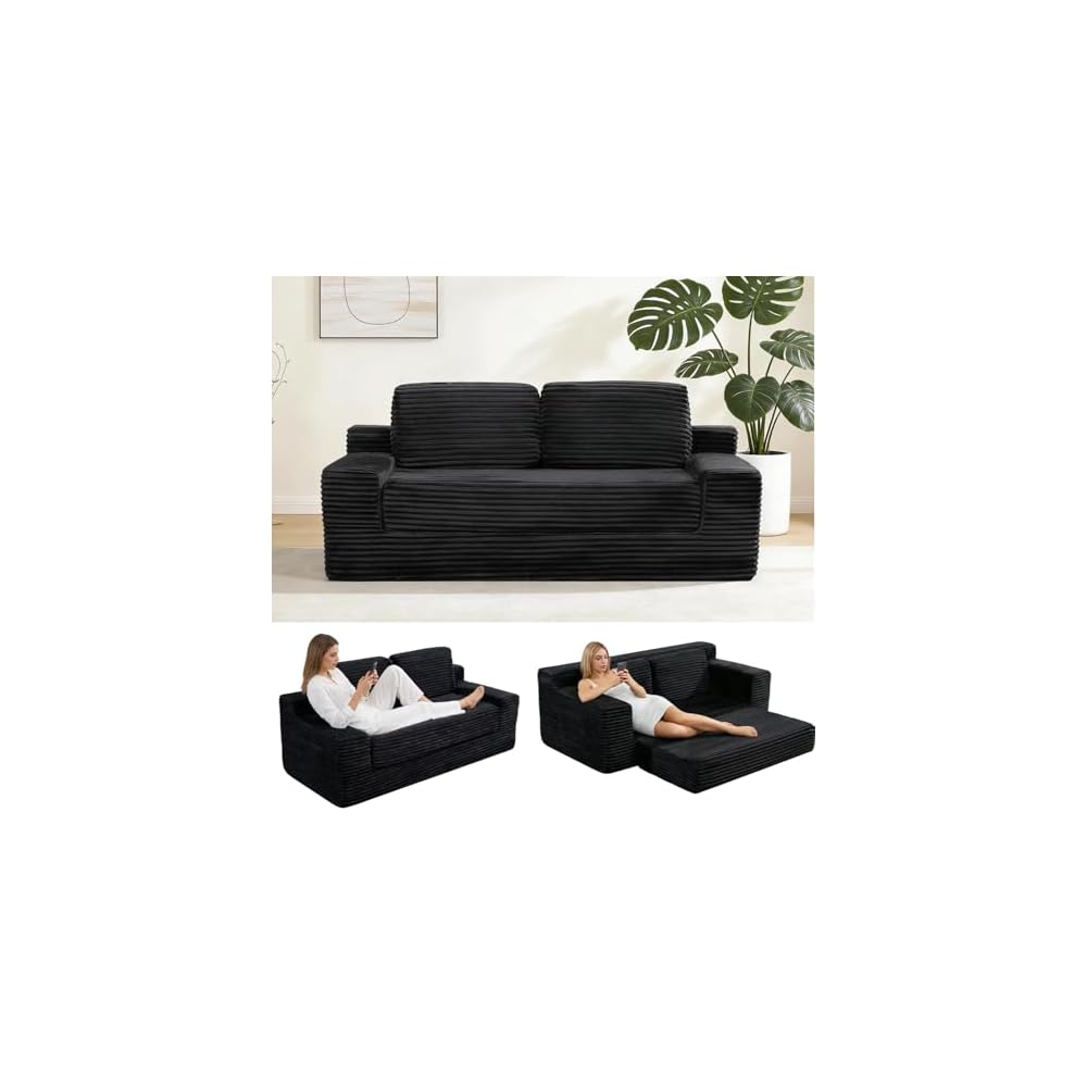 2-in-1 Convertible Folding Sofa Bed, 71" Black