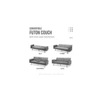 Futon Sofa Bed, Convertible Couch with 2 Cup Holders, Loveseat with Armrest for Studio, Apartment, Office, Living Room, Light Grey