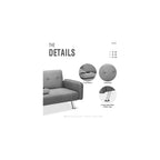 Futon Sofa Bed, Convertible Couch with 2 Cup Holders, Loveseat with Armrest for Studio, Apartment, Office, Living Room, Light Grey