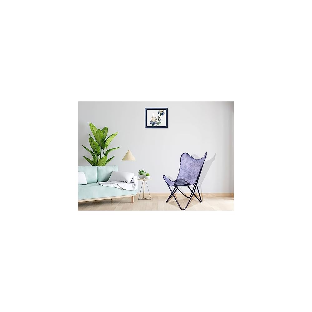 Shy Shy Let's Touch The Sky Leather Butterfly Arm Chair for Living Room Furniture - Mid Century Modern Accent Home Decor Lounge Chairs (Antique Cover with Black Folding Frame)
