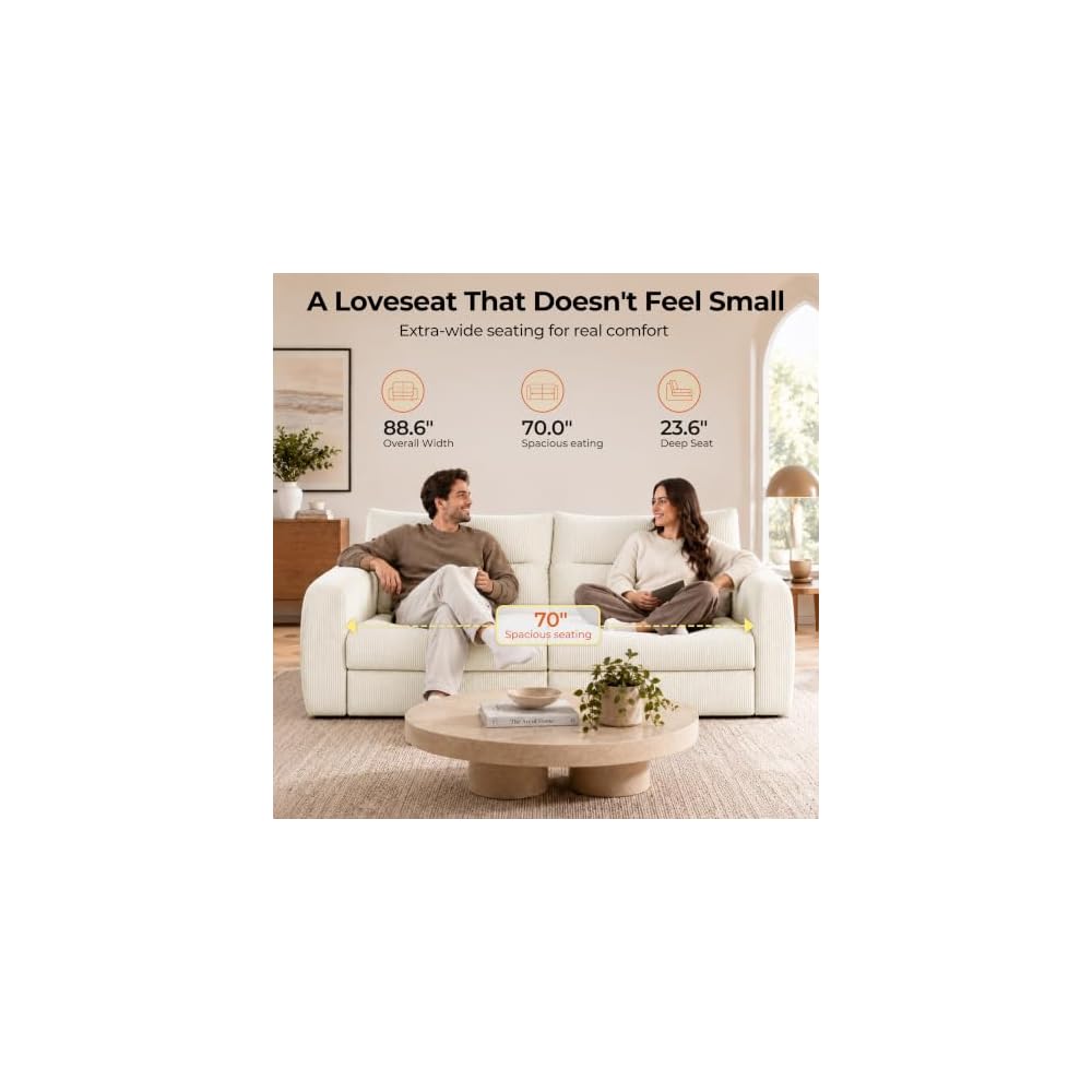88.6" Modern Oversized Storage Loveseat Sofa Couches for Living Room, Beige