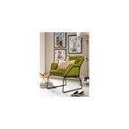 Elle Decor Odile Accent Chair, Plush Back Cushion, Black Metal Frame, Modern Living Room Upholstery Furniture