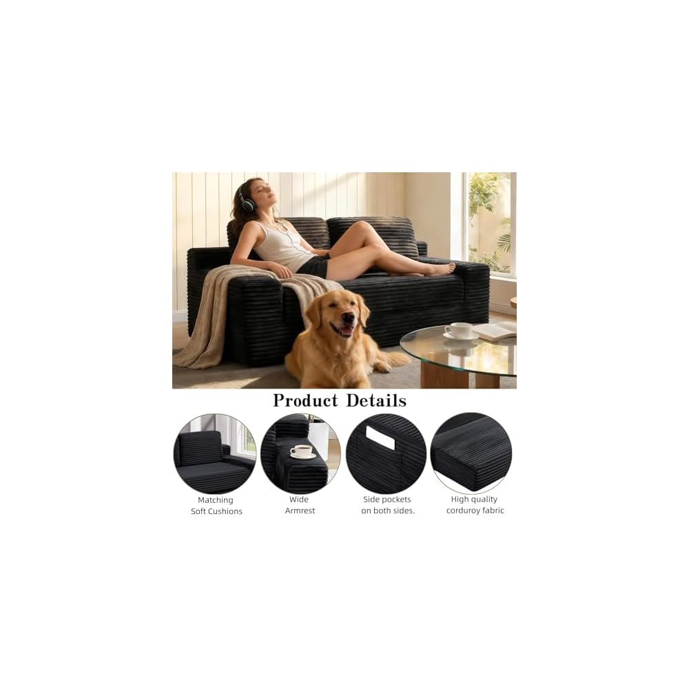 2-in-1 Convertible Folding Sofa Bed, 71" Black