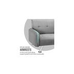 Futon Sofa Bed, Convertible Couch with 2 Cup Holders, Loveseat with Armrest for Studio, Apartment, Office, Living Room, Light Grey