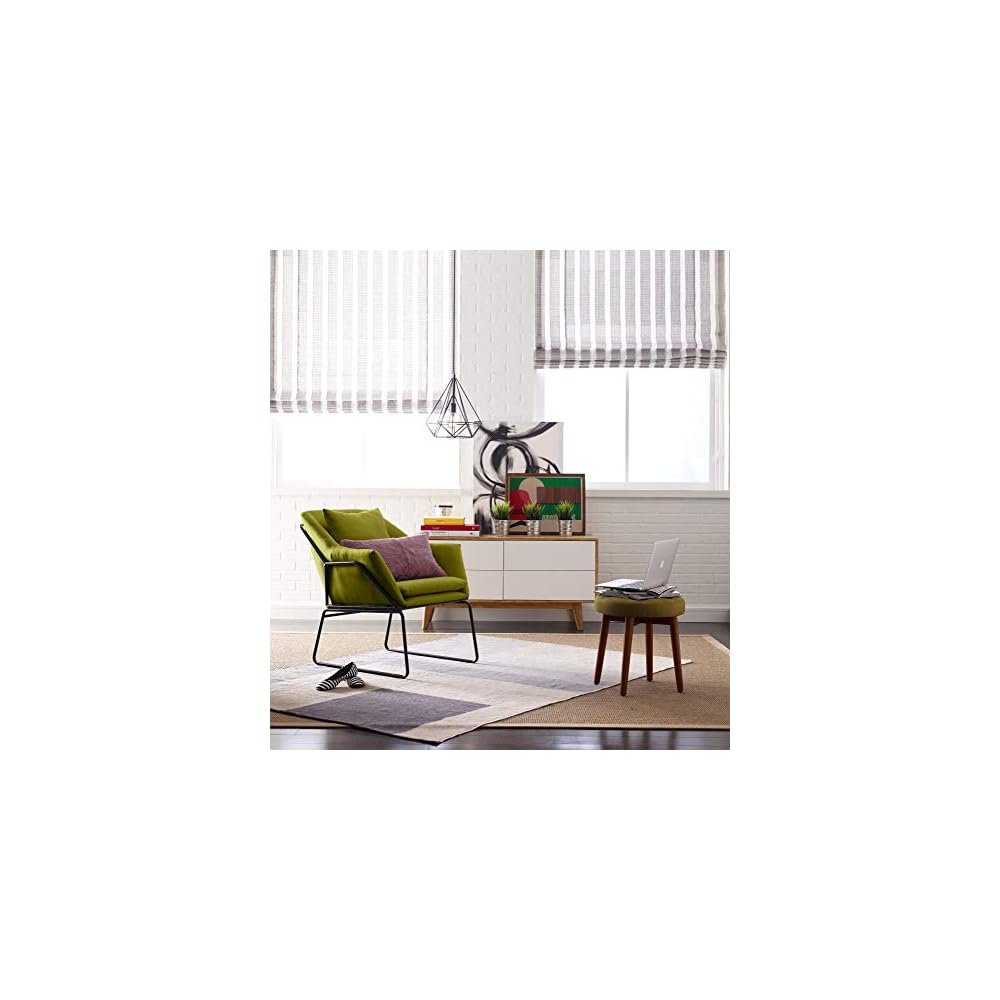 Elle Decor Odile Accent Chair, Plush Back Cushion, Black Metal Frame, Modern Living Room Upholstery Furniture