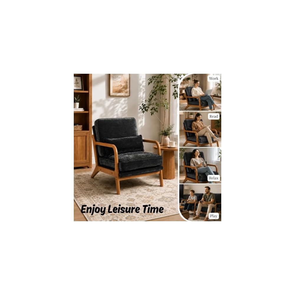 Karl home Mid-Century Modern Accent Reading Chair, Black