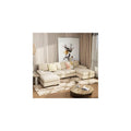 Furniwell Convertible Sectional Sofa Couch, 4 Seat Sofa Set for Living Room U-Shaped Modern Fabric Modular Sofa Sleeper with Double Chaise & Memory Foam (Fabric, White)
