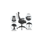 EMMA + OLIVER High Back Black Mesh Executive Office Chair with Flip-Up Arms