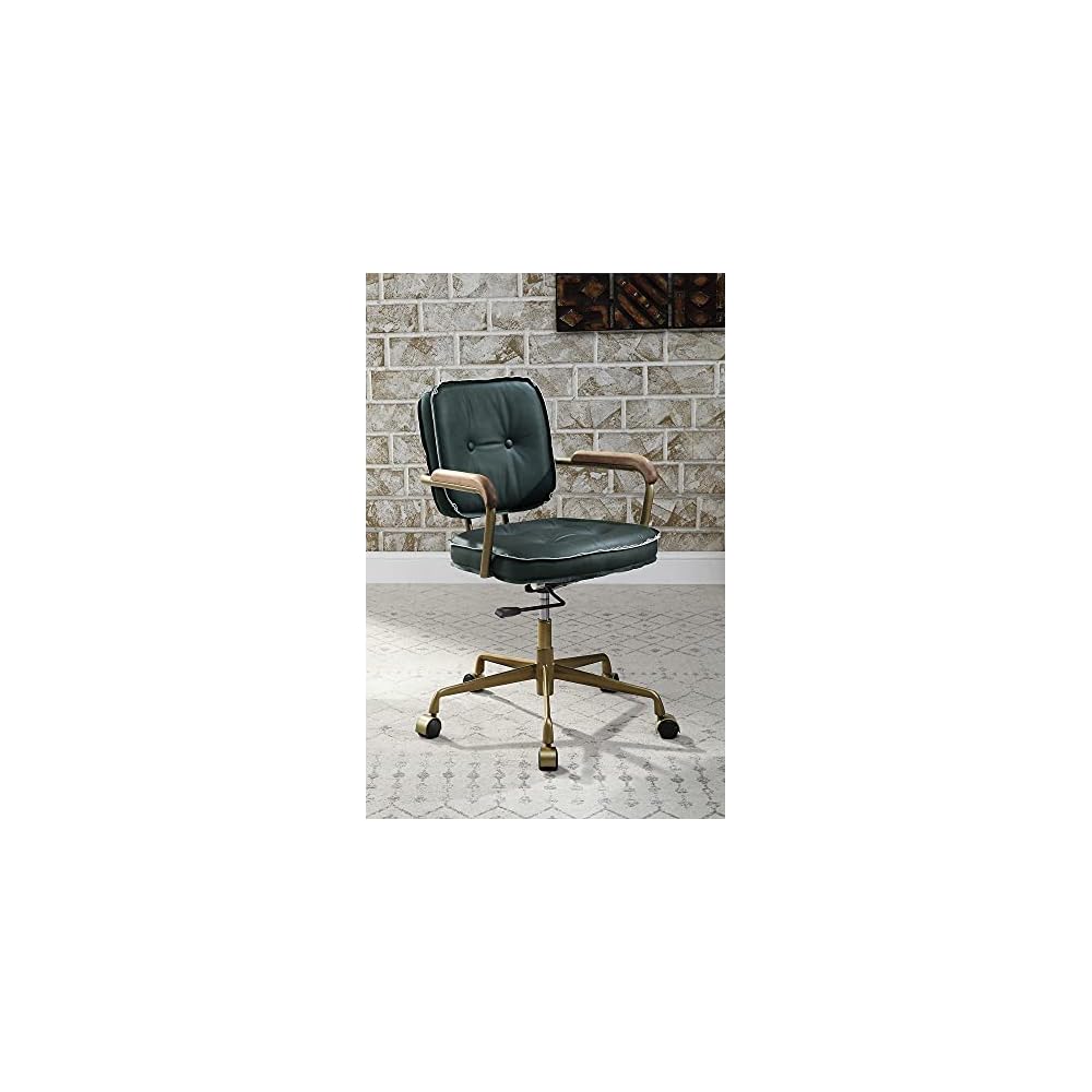 Acme Siecross Office Chair in Emerald Green Leather