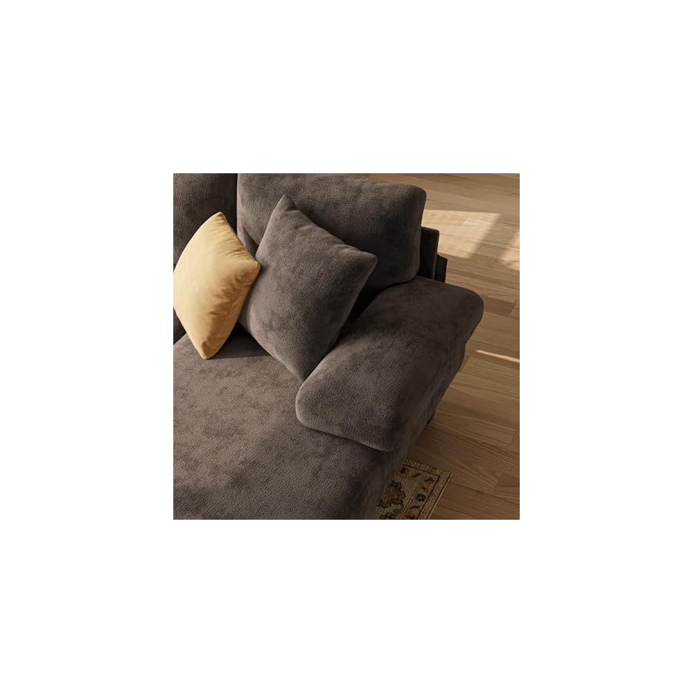 Txtin's Sleeper Sofa with Pull Out Couch Bed | 112 Inch Couches for Living Room | U-Shaped Convertible Sofa Bed | Chenille Brown