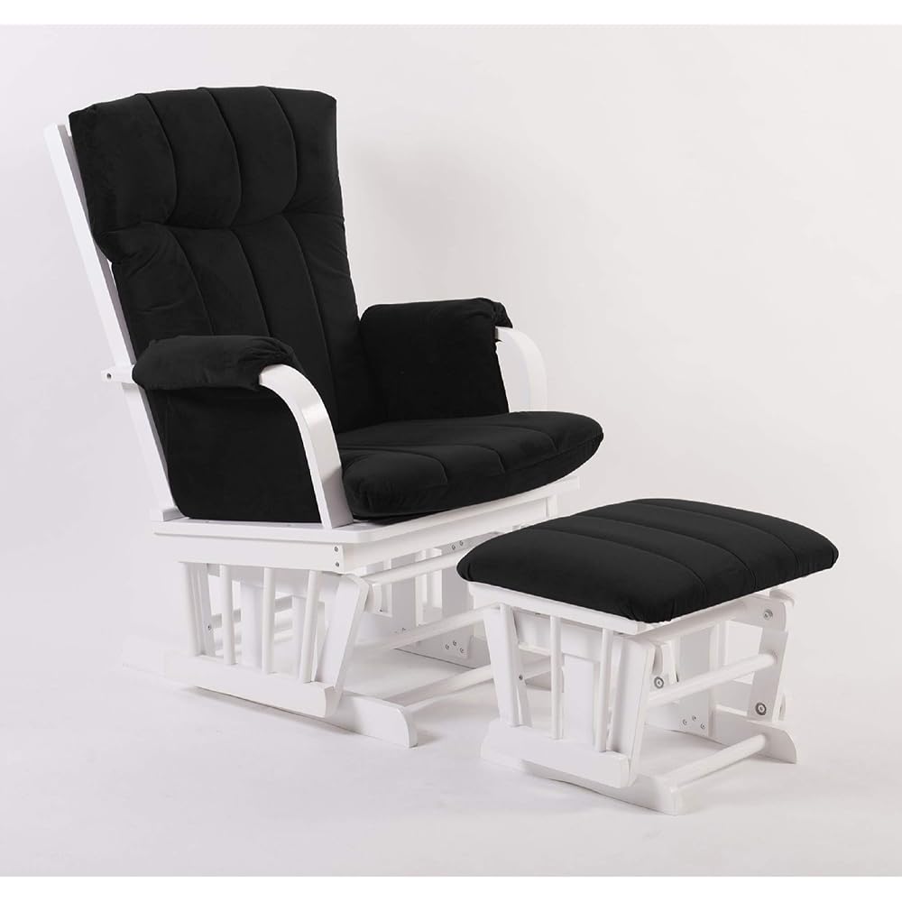 Artiva USA Wood Glider Chair and Ottoman Mircofiber Cushion Set