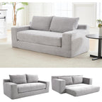 70.87" Cloud Loveseat Sofa, Boneless Corduroy Loveseat Couches, Sofa in a Box, 2 Seater Deep Seat Couch with Convertible Sofa Bed for Apartment, Office, Living Room, No Assembly Required (Light Grey)