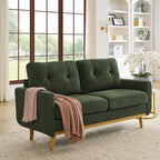 Dark Green 56" Loveseat Sofa, Couches for Small Spaces, Mid Century Love Seat Couches for Living Room, Upholstered 2-Seater Small Couch for Bedroom, Apartment, Easy Assembly (Dark Green)
