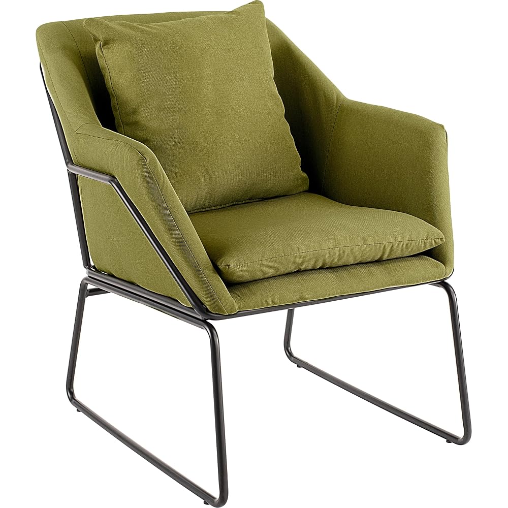 Elle Decor Odile Accent Chair, Plush Back Cushion, Black Metal Frame, Modern Living Room Upholstery Furniture