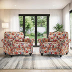 Folral Accent Chairs Set of 2, Comfy Reading Armchair, Beige