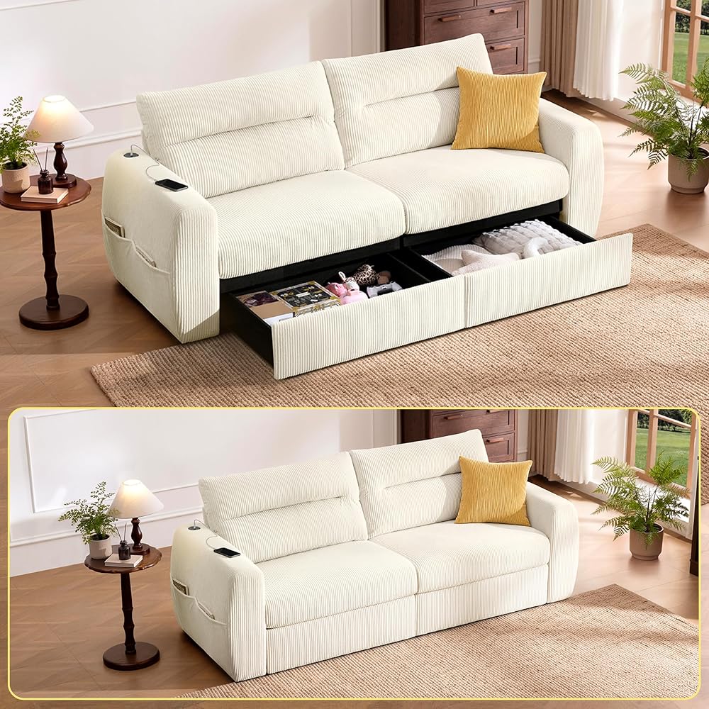 88.6" Modern Oversized Storage Loveseat Sofa Couches for Living Room, Beige